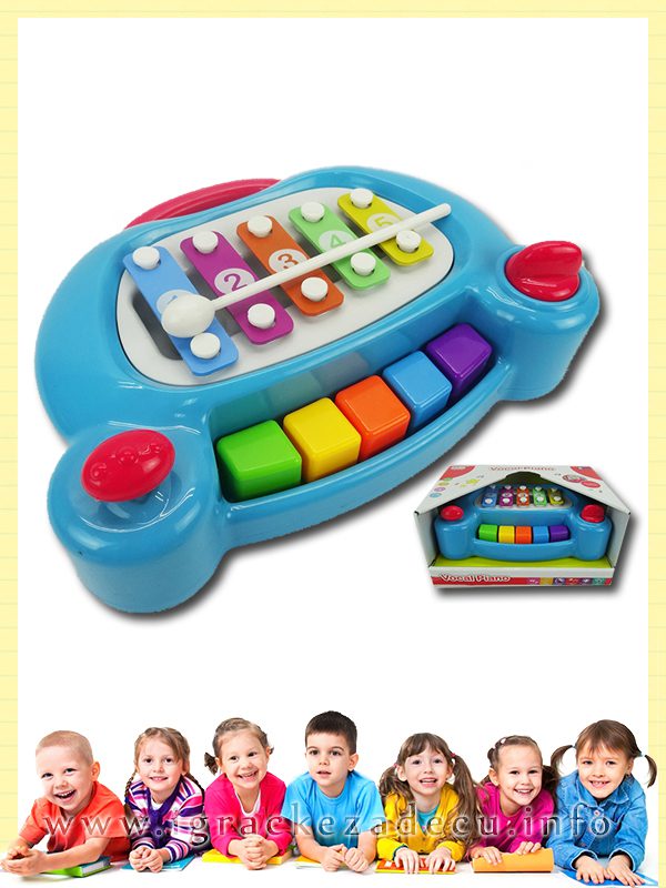 Muzički piano i udaraljke za decu - plavi