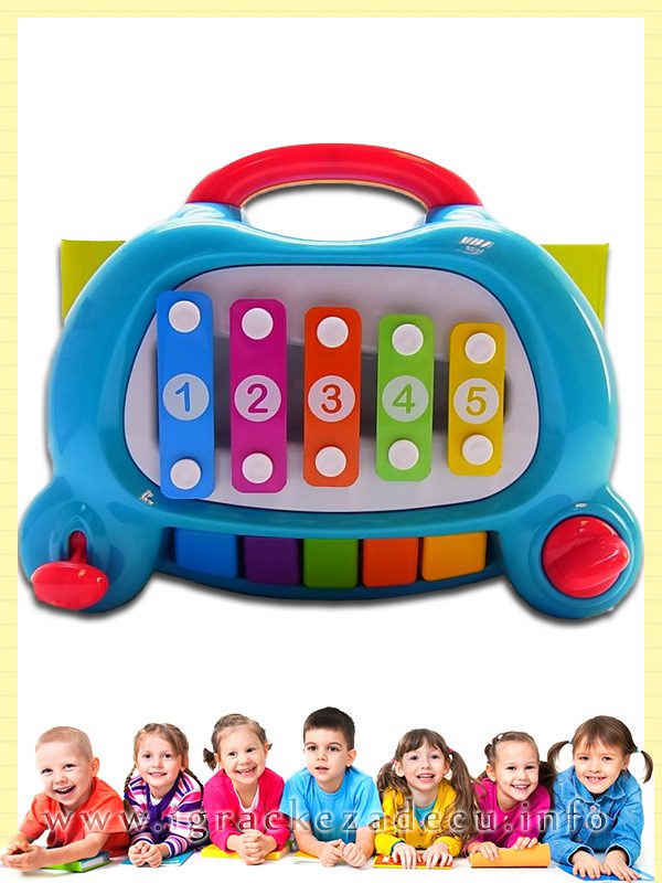 Muzički piano i udaraljke za decu - plavi - Image 4