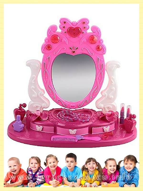 Kozmetičko ogledalo za devojcice - Set za sminkanje i nakit - Image 5