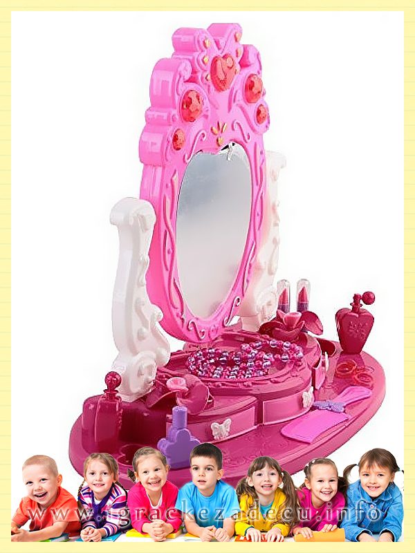 Kozmetičko ogledalo za devojcice - Set za sminkanje i nakit - Image 6