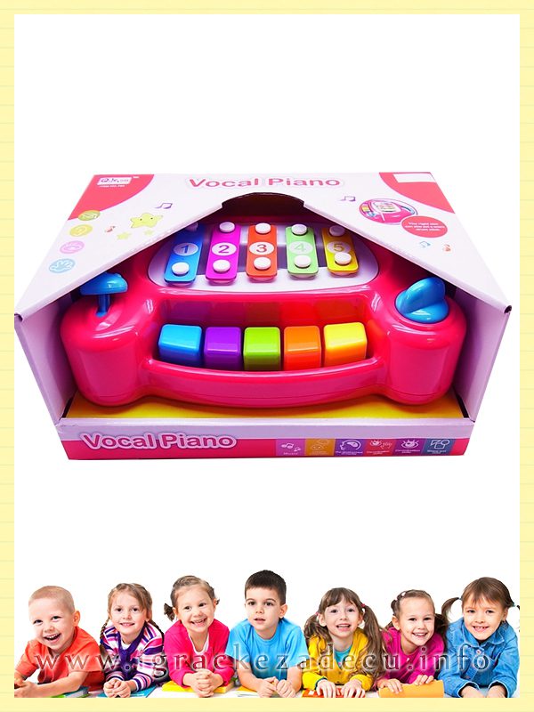 Muzički piano i udaraljke za decu - roze - Image 3
