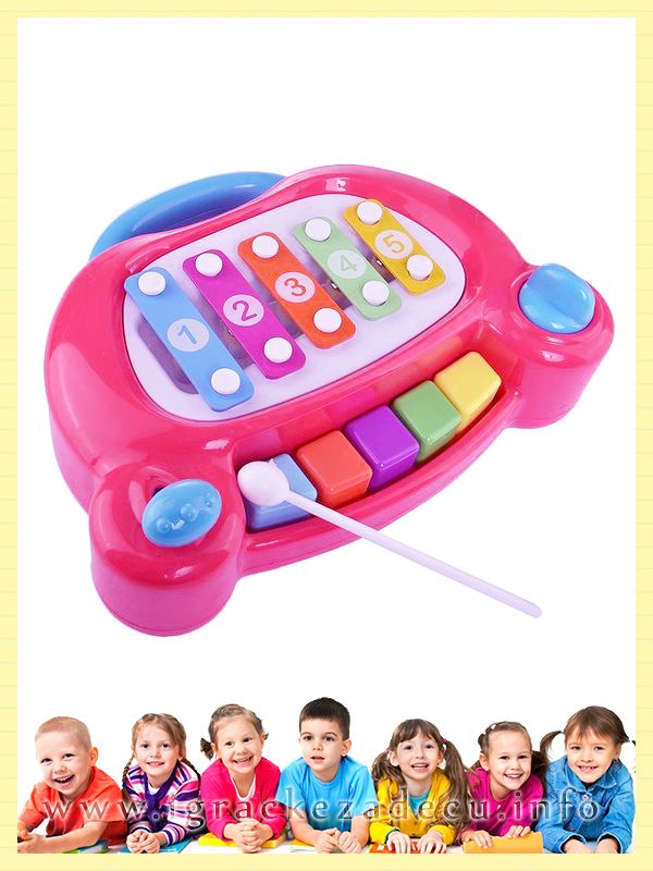 Muzički piano i udaraljke za decu - roze