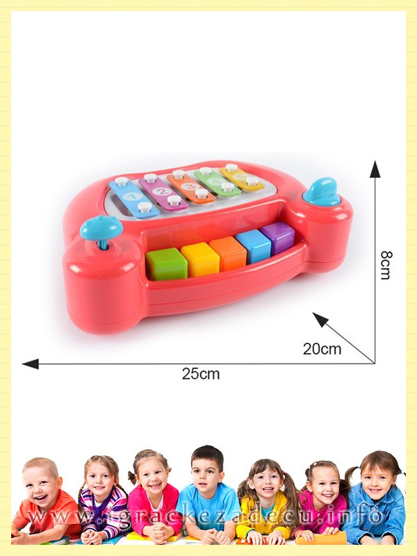 Muzički piano i udaraljke za decu - roze - Image 4