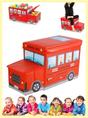 Kutija za igracke tabure za decu – crveni autobus