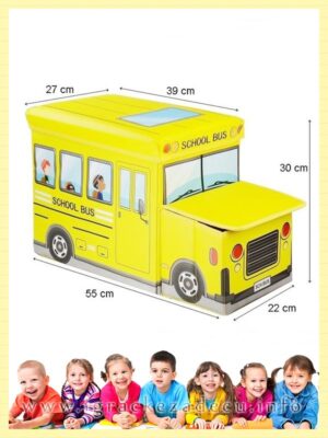 Kutija za igracke tabure za decu – 2u1 – žuti autobus