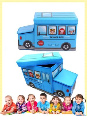 Kutija za igracke tabure za decu – 2u1 – plavi autobus
