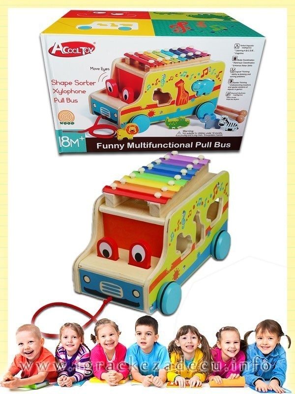 Deciji drveni multifunkcionalni autobus