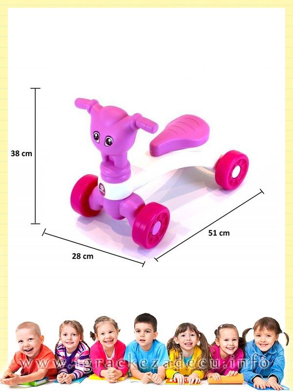 Dečiji četvorocikl Walker za sobu i dvorište - rozi - Image 6