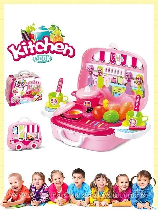 Kuhinja za decu mini kofer - rozi