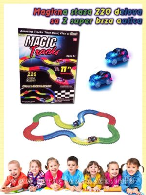 Magična staza set – 220 delova sa DVA svetleća automobila – Magic Tracks