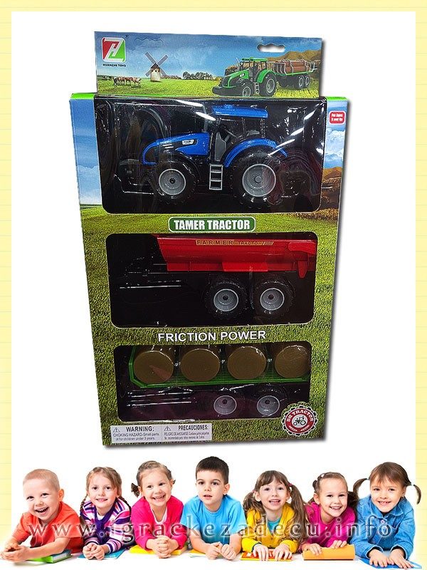Deciji Traktor sa dve prikolice za male domacine - Image 2