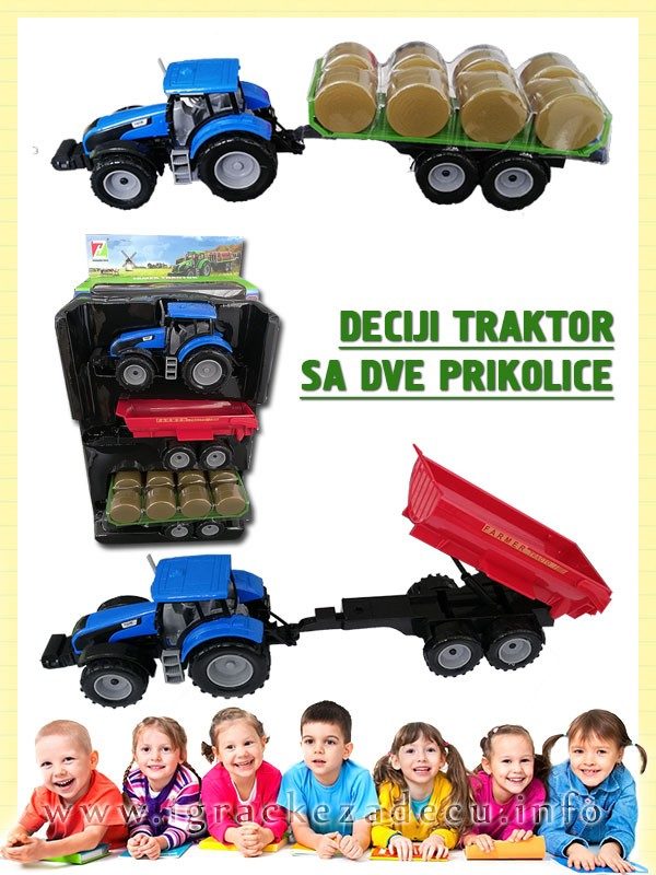 Deciji Traktor sa dve prikolice za male domacine