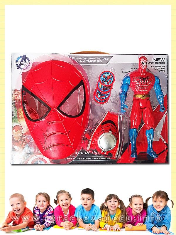 Spiderman lutka sa maskom i narukvicom sa diskovima - Osvetnici