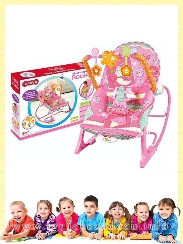 3u1 ljuljalica, lezaljka, fotelja za bebe do 18kg – roza - Image 3