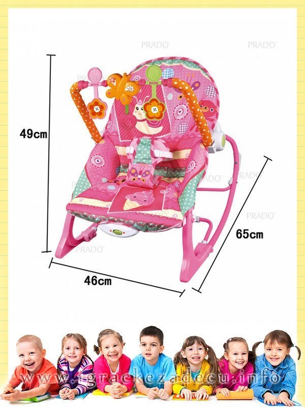 3u1 ljuljalica, lezaljka, fotelja za bebe do 18kg – roza - Image 2