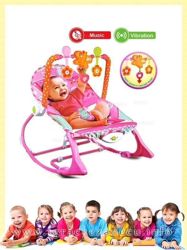 3u1 ljuljalica, lezaljka, fotelja za bebe do 18kg – roza