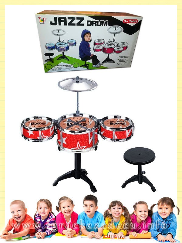 Jazz drum dečiji bubnjevi set 3u1 sa stolicom