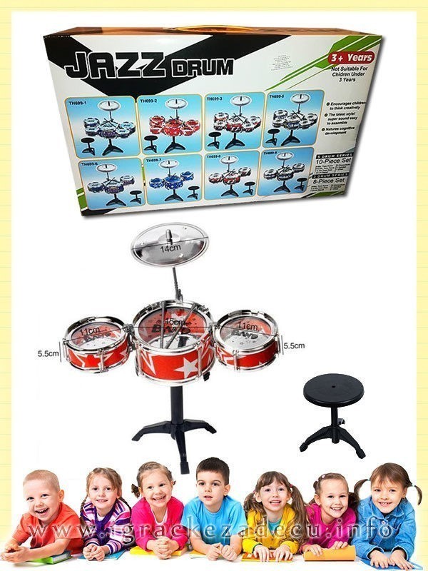 Jazz drum dečiji bubnjevi set 3u1 sa stolicom - Image 2