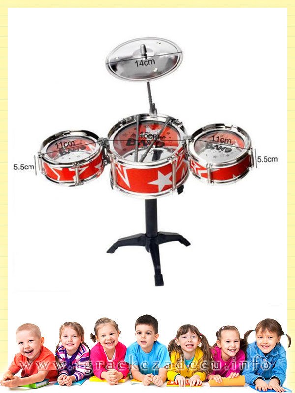 Jazz drum dečiji bubnjevi set 3u1 sa stolicom - Image 3