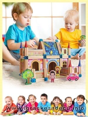 Dečiji drveni zamak konstruktor kocke